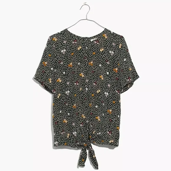 MADEWELL Silk Button-Back Tie Tee in Dropleaf Floral Size Small - Picture 11 of 11